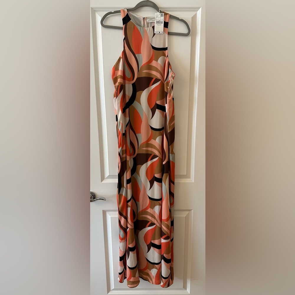 NWT Mango Vibrant Pink and Brown Maxi Dress, L(8) - Picture 3 of 5
